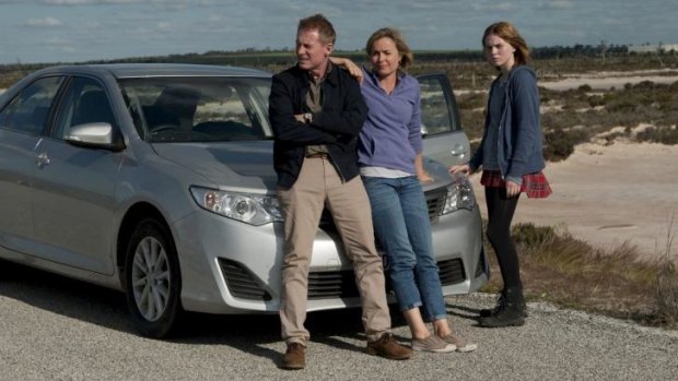 Heading for Venice .. Richard Roxburgh, Radha Mitchell and Odessa Young in <i>Looking For Grace</i>.