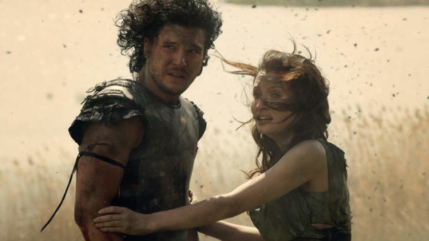 Kit Harington and Emily Browning star in <i>Pompeii</i>.