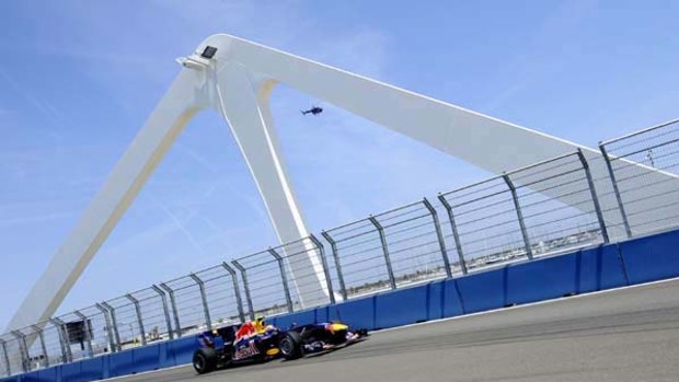 Australia's Mark Webber drives at the Valencia street circuit.