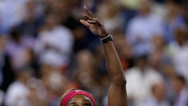 Serena WIlliams celebrates her quarter-final victory.