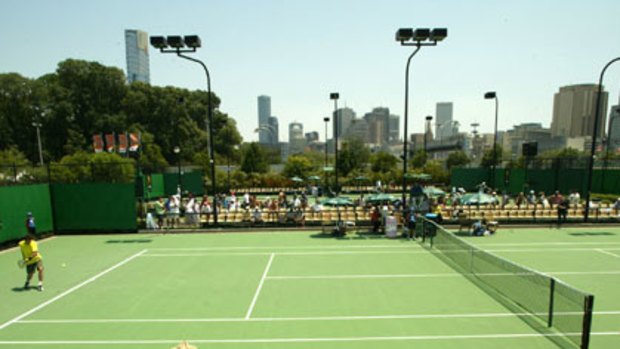 The outside courts.