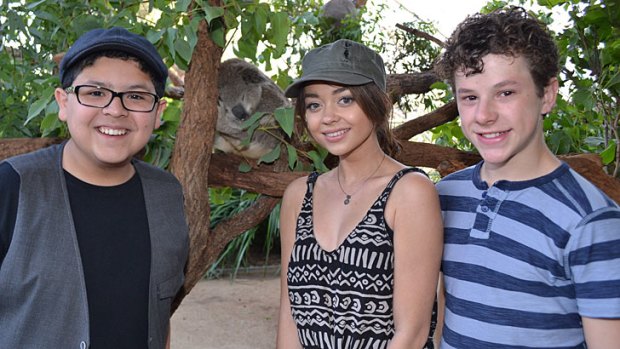 At Sydney's Taronga Zoo ... actors, from left, Rico Rodriguez, Sarah Hyland and Nolan Gould on February 23, 2014