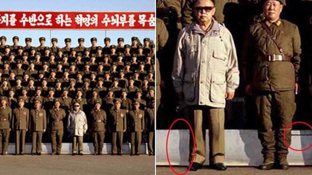 In 2008 it was reported that an image of Kim Jong-il, posing with the North Korean army, was a fake. Shadows gave away the trickery.
