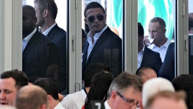 In the line-up: South Sydney’s Sam Burgess, who is expected to be a key player in the season decider on Sunday,  at the NRL grand final lunch. 
