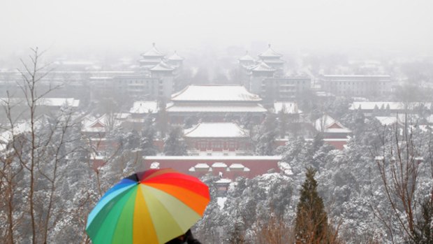 A chilly new year ... Beijing has been hit by freezing temperatures.