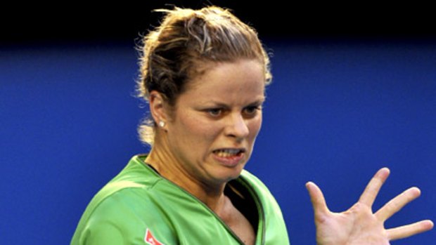 Kim Clijsters powered a forehand on court, and then came out swinging in the post-match interview.