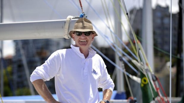 Weather eye: Dr Andrew Griffiths on his yacht Fullynpushing, looking forward to setting sail in the Sydney to Hobart race.