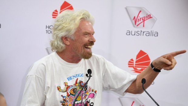 Richard Branson launches Virgin Australia's inaugural Melbourne to Hong Kong flights at Melbourne Airport.