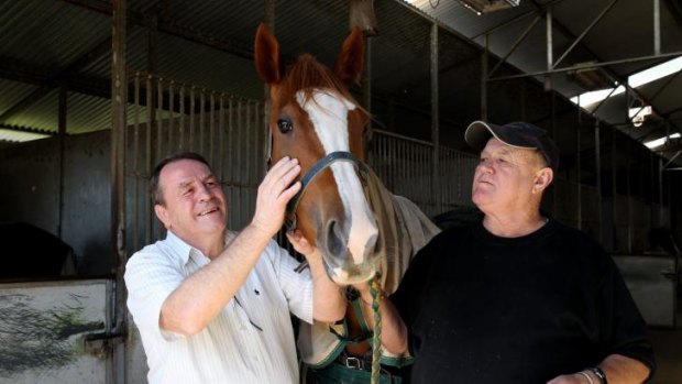 Forty-year partnership: Sheer Style with owner Bill Hilton (left) and trainer Garry Frazer.