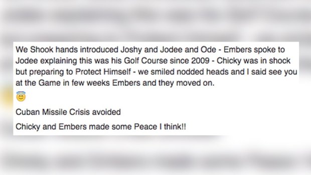 Daniel Chick describes the peaceful encounter with former teammate Andrew Embley.