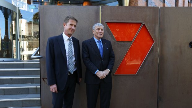 Seven West Media CEO Tim Warner and chairman Kerry Stokes. 
