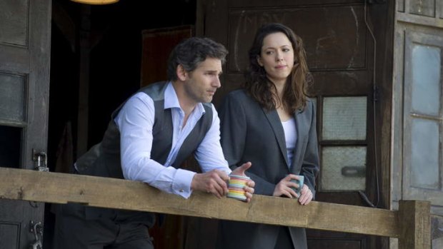 Eric Bana and Rebecca Hall as lawyers in danger in the thriller <i>Closed Circuit</i>.