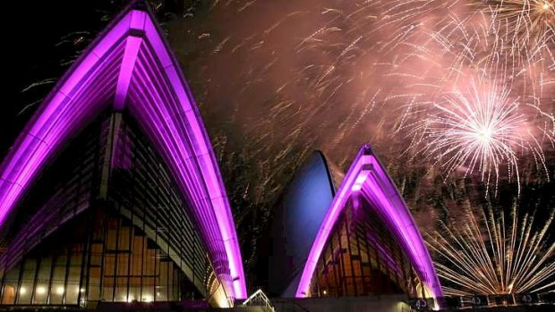 Lighting up the house: A fireworks display at the Opera House on Sunday.