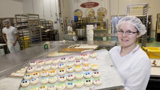 A trainee at cake manufacturer Ferguson Plarre.