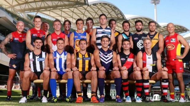 The AFL captains gather for the season launch.