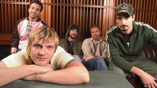 Nick Carter (front) with his Backstreet Boys band mates in 2005.