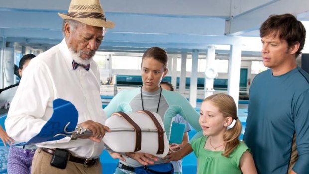 One-off design &#8230; Morgan Freeman, centre, and Harry Connick Jr, right, in <em>Dolphin Tale.</em> Freeman's character was based on two real-life prosthetic experts.