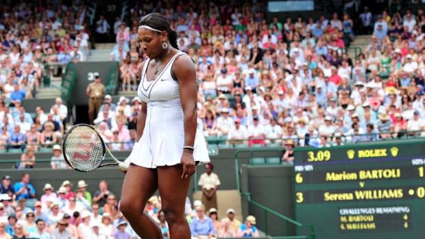 Upset ... Serena Williams bows out of Wimbledon after losing to French player Marion Bartoli.