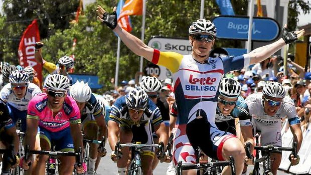 Sprint king ... Andre Greipel claims stage four of the Tour Down Under.