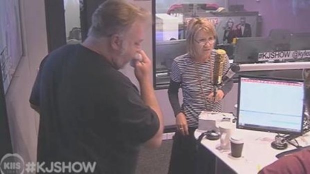 Sick .... Kyle Sandilands after vomiting on air during an interview.