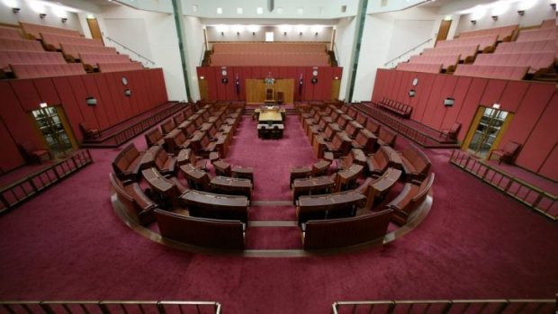 The Senate chamber in Parliament House, Canberra.