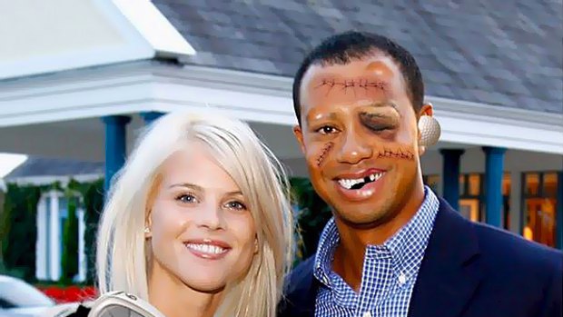 Digitally altered image of Tiger Woods and his wife Elin that has been doing the email circuit.