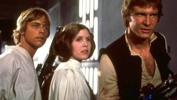 Original cast set to return in <i>The Force Awakens</i>: Mark Hamill, left, Carrie Fisher, and Harrison Ford.