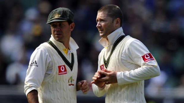 Ricky Pontingwith his successor Michael Clarke.