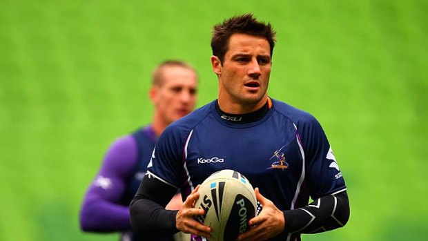 Melbourne Storm's Cooper Cronk at training yesterday.