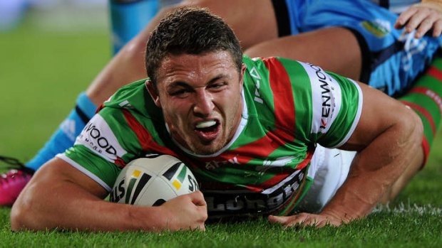 Unstoppable force: Sam Burgess touches down.