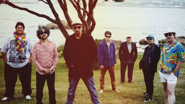 Live wires: New Zealand band Fat Freddy's Drop with Chris 'Mu' Faiumu (far left).