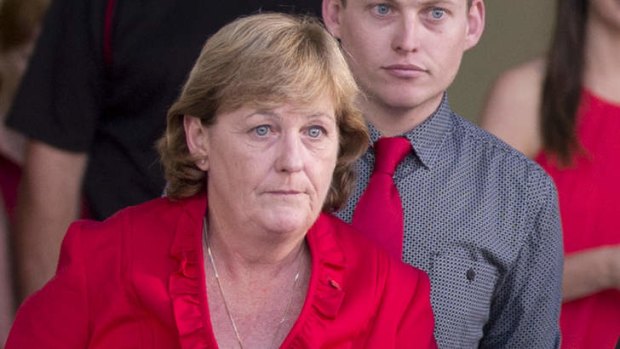 Denise Morcombe exits Brisbane's Supreme Court after Brett Peter Cowan was found guilty.