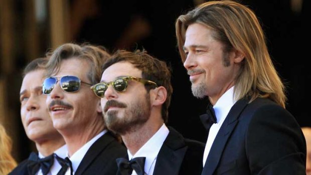 Ray Liotta, Ben Mendelsohn, Scoot McNairy and Brad Pitt on the red carpet before the screening of the <i>Killing Them Softly</i> at Cannes.