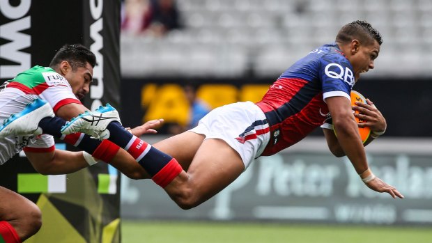 Flying Rooster: Rookie Latrell Mitchell has been in impressive form during this year's Auckland Nines tournament.
