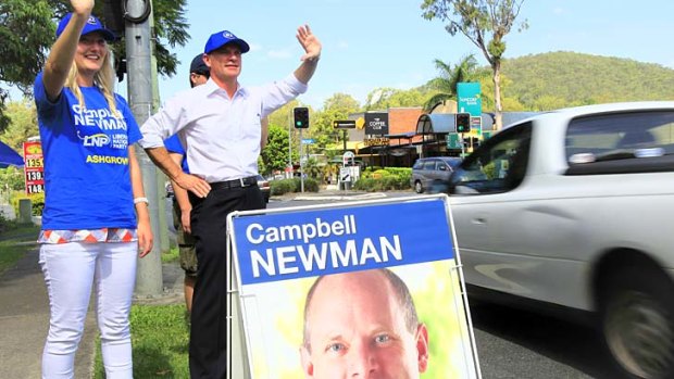 Campbell Newman campaigning in Ashgrove in the lead-up to the election.