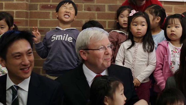 Prime Minister Kevin Rudd visited the Ryde Uniting Church in Sydney, but it was Joseph Kim who stole the limelight.
