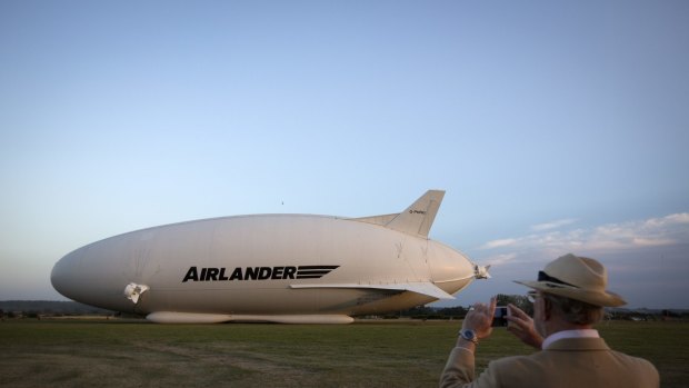 The Airlander 10 hybrid airship prepares to take off.