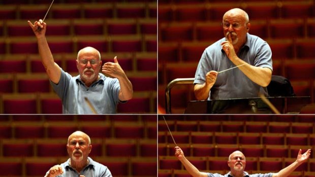 Leader of the pack &#8230; David Zinman displays his range of hand gestures, baton movement and facial expressions while conducting.
