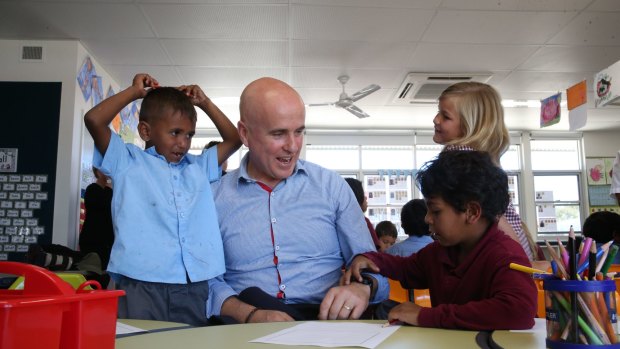 Adrian Piccoli during a visit to Moree East Public School in October.