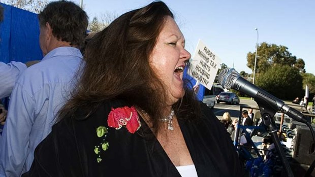 Mining magnate Gina Rinehart protests against the mining tax last year.