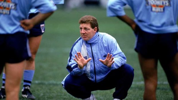 True blue ... Phil Gould talks to his players during a training session in 1994.