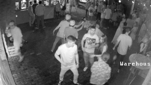 CCTV captures the moment  Brent Johnston launches at an unsuspecting Tristan Ceccato at Amplifier.