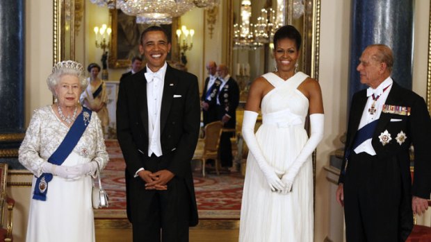 In royal company ... Michelle Obama at Buckingham Palace.