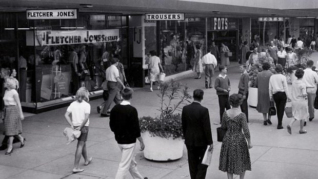 People shop at Fletcher Jones' Chadstone Shopping centre store in the 1960s.
