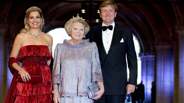 Change at the top:  Prince Willem-Alexander will take over from his mother Queen Beatrix, centre. The prince's wife, Princess Maxima, left, will be called Her Majesty Queen Maxima.