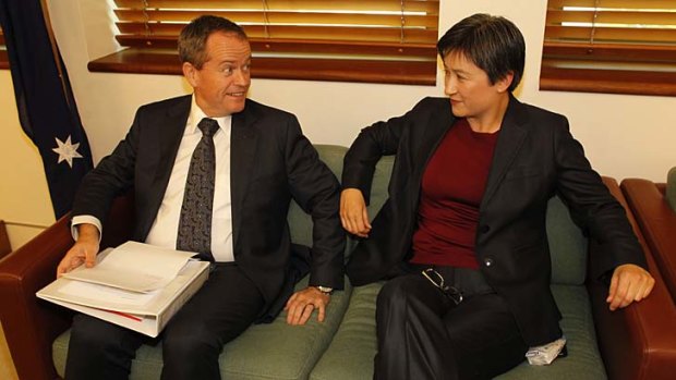 ALP leader Bill Shorten with Labor senate leader, Senator Penny Wong.