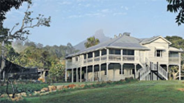 Lost in time ... (clockwise from above) Mavis’s Kitchen in the Tweed Valley; the lush landscape around Mount Warning; the 90-year-old Mount Warning Hotel.