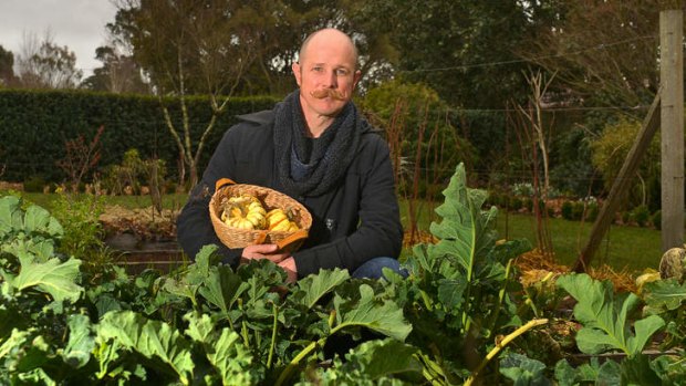 Simon Rickard in his Trentham vegetable garden.