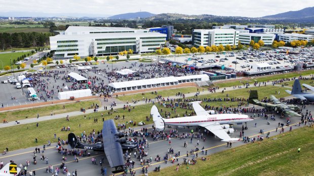 Big crowds are expected at the Canberra airport open day on Sunday, like this one from a previous year.