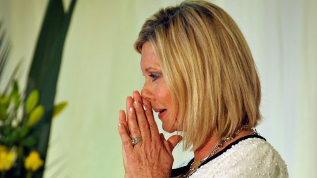 Olivia Newton-John at a 2010 announcement about funding for the Olivia Newton-John Cancer and Wellness Centre.